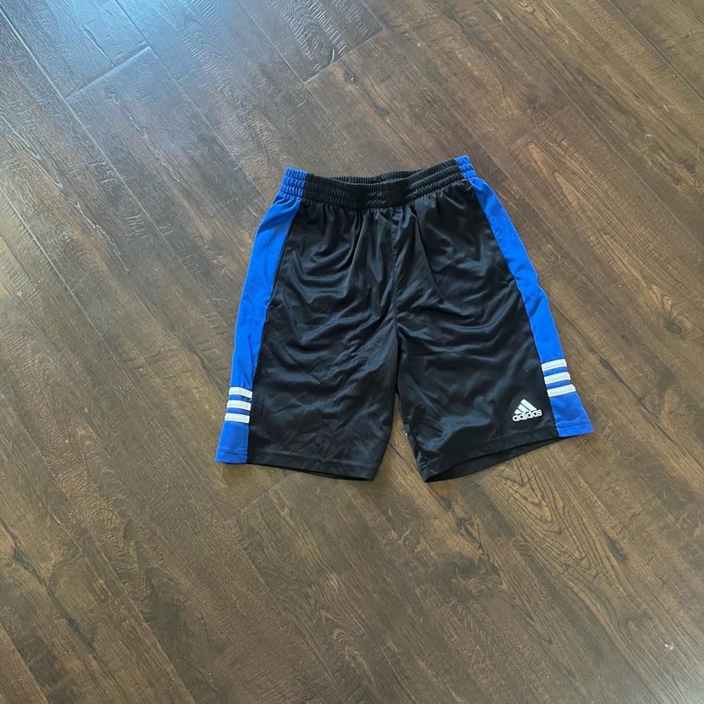 Kids Adidas Black Shorts with Blue Accents